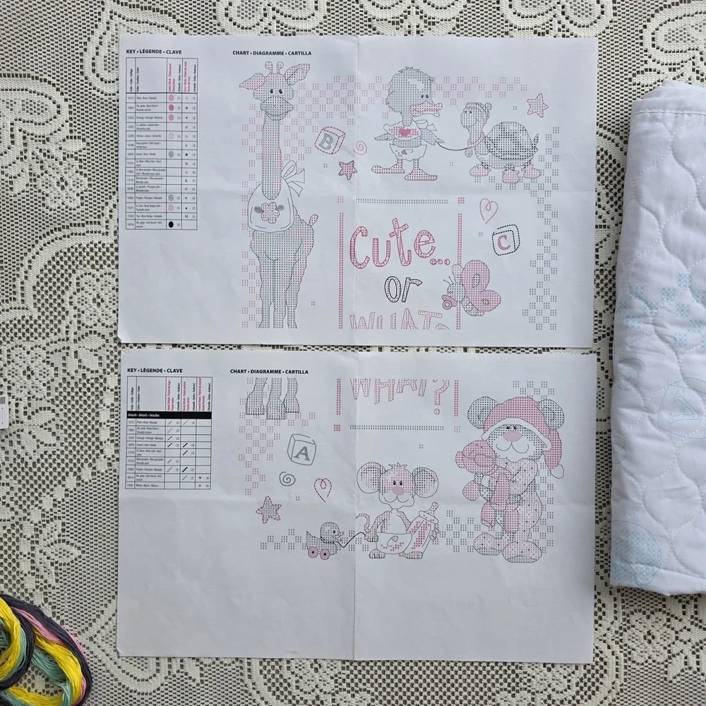 DIMENSIONS Printed Cross Stitch Baby Quilt Kit, 99.9% Unfinished, 72724 Animals